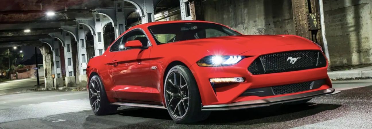 2019 Ford Mustang driving through a tunnel